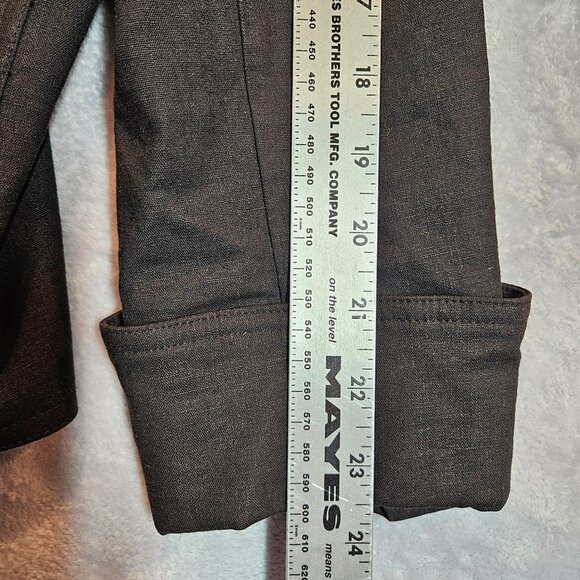 Preston & York Linen Blazer Womens 16 Black flip cuff collarless button career - Picture 8 of 11